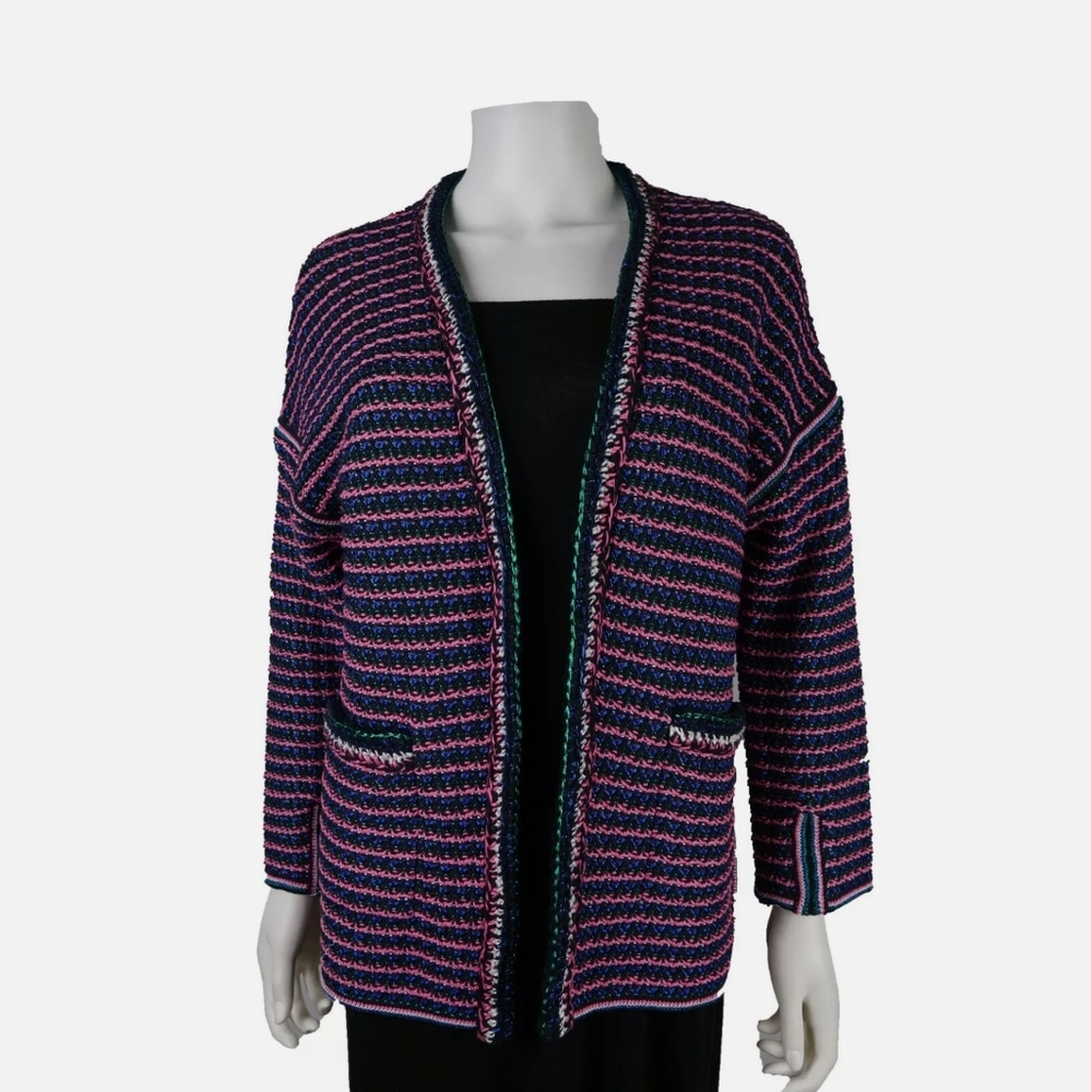 CHANEL 2017 Cardigan: Metallic Pink Blue